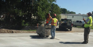 Cutting joints in RCC with a soft-cut saw.